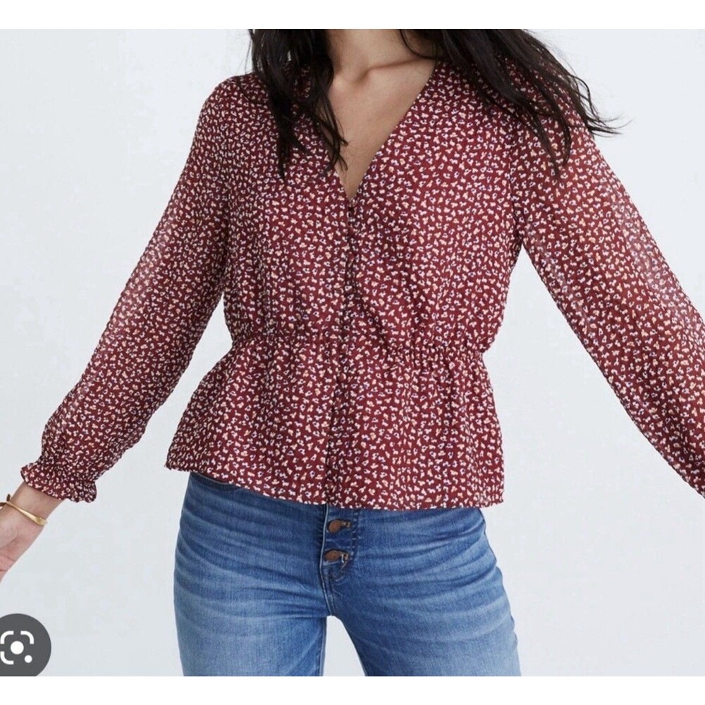 MADEWELL OVERTURE TOP IN DITSY FLOWERS WOMENS SIZE  XS